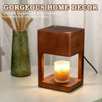 Elegant Dimmable Candle Warmer Lamp in Wood Finish - Perfect for Cozy Nights and Special Occasions with Timer Function and Two 35 Watt Bulbs