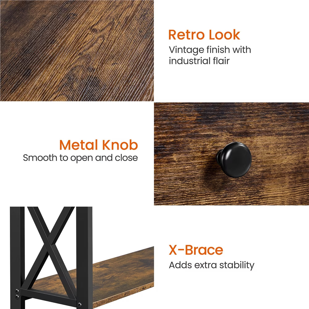 Stylish Rustic Brown 2-Tier X-Design Console Table for Entryway – Perfect Storage Solution!