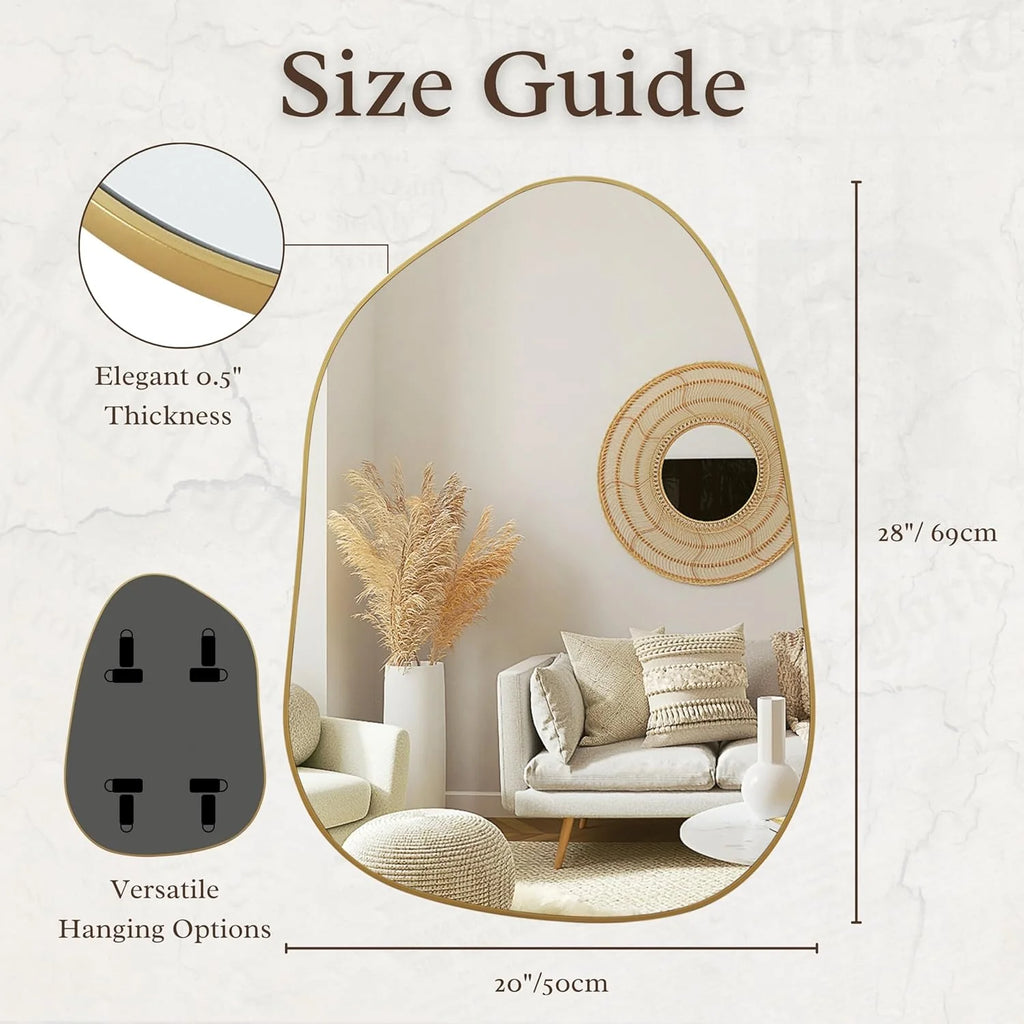 Transform Your Space with Our Stunning Irregular Wall Mirror - 28''x20'' Gold Framed Beauty for Any Room