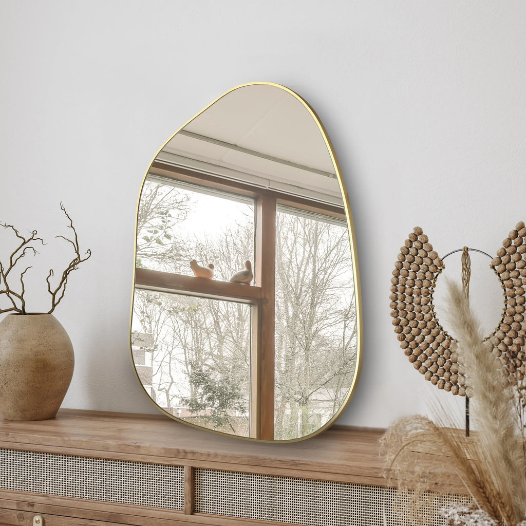 Transform Your Space with Our Stunning Irregular Wall Mirror - 28''x20'' Gold Framed Beauty for Any Room