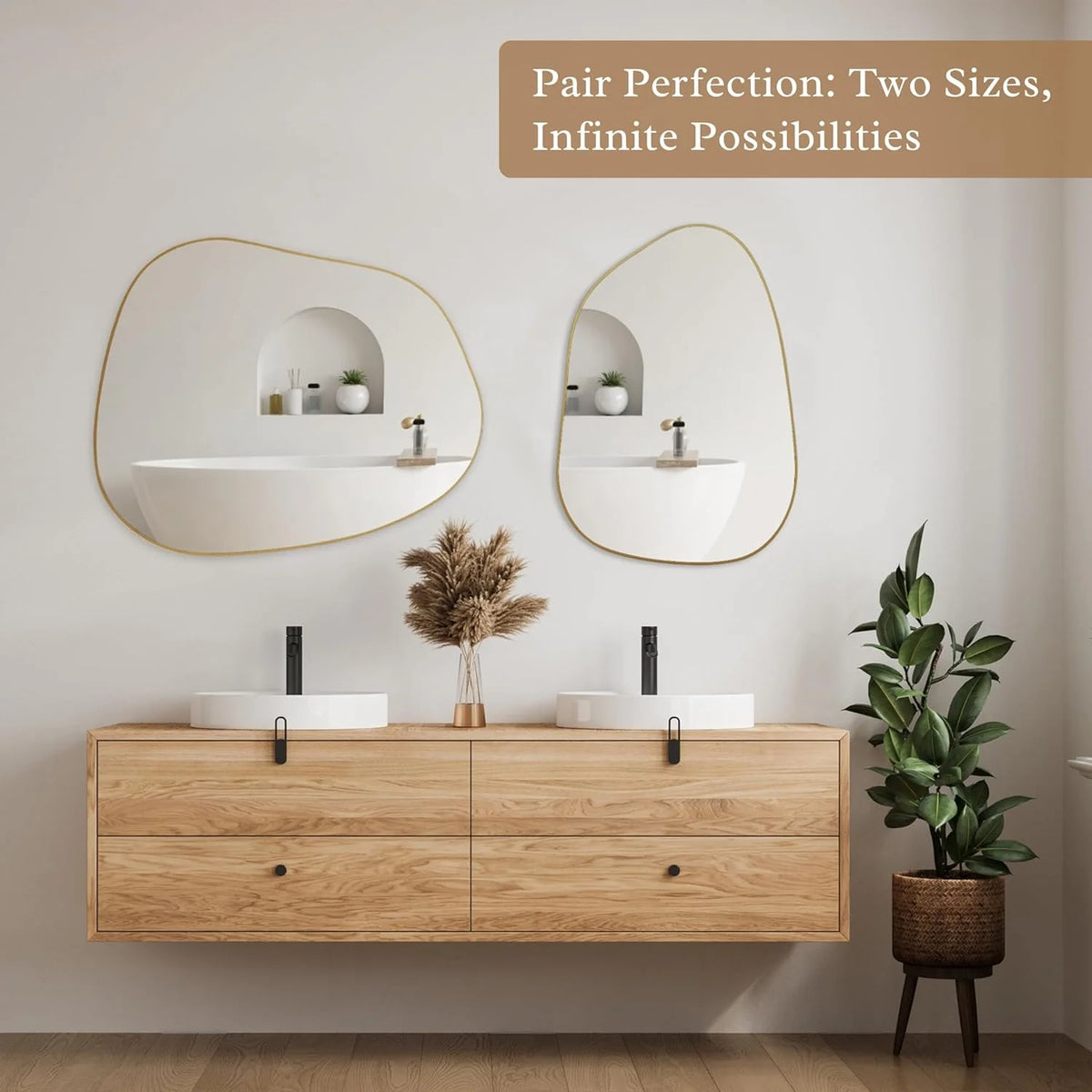 Transform Your Space with Our Stunning Irregular Wall Mirror - 28''x20'' Gold Framed Beauty for Any Room