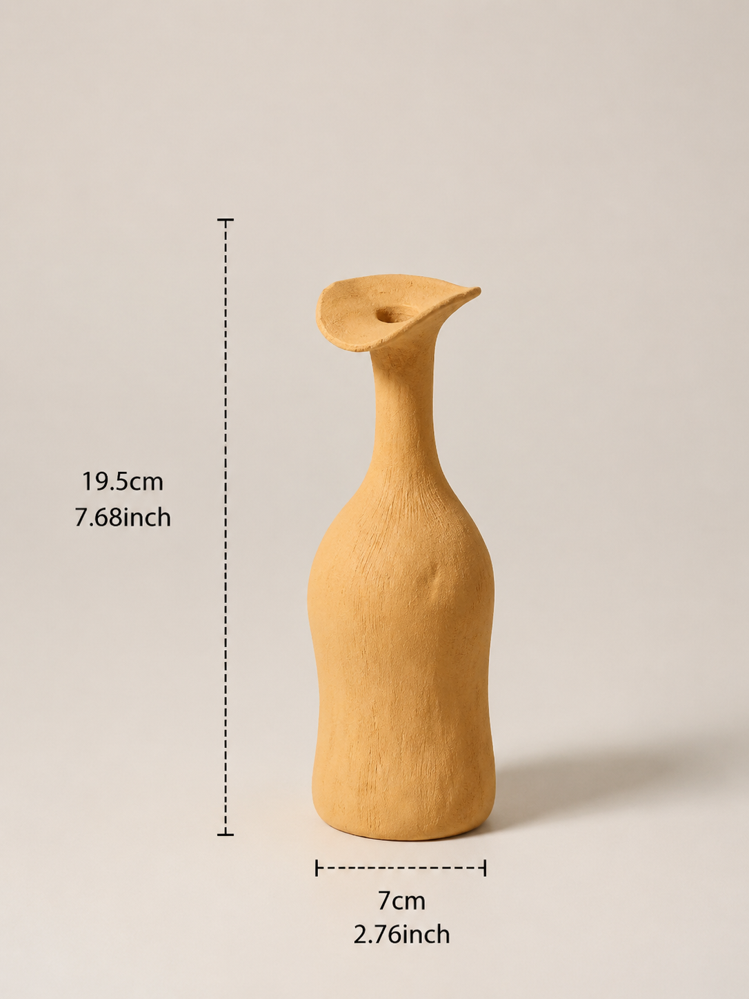 Mauve ceramic vase with dimensions – 27cm H x 7.5cm W