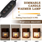 Elegant Dimmable Candle Warmer Lamp in Wood Finish - Perfect for Cozy Nights and Special Occasions with Timer Function and Two 35 Watt Bulbs