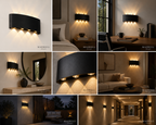 Modern LED wall sconce styled in bedroom, hallway, living room and outdoor settings