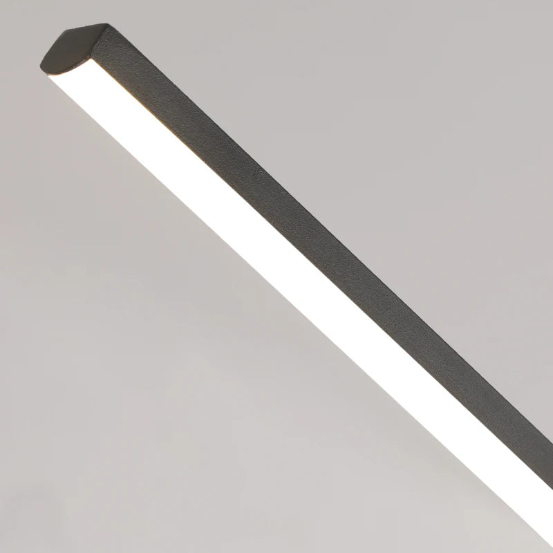 Close-up of the LED bar strip on the linear pendant light