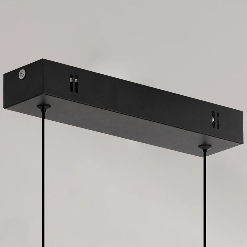 Matte black rectangular ceiling canopy of the pendant light