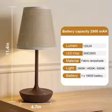 Wireless LED Fabric Table Lamp with Touch Control