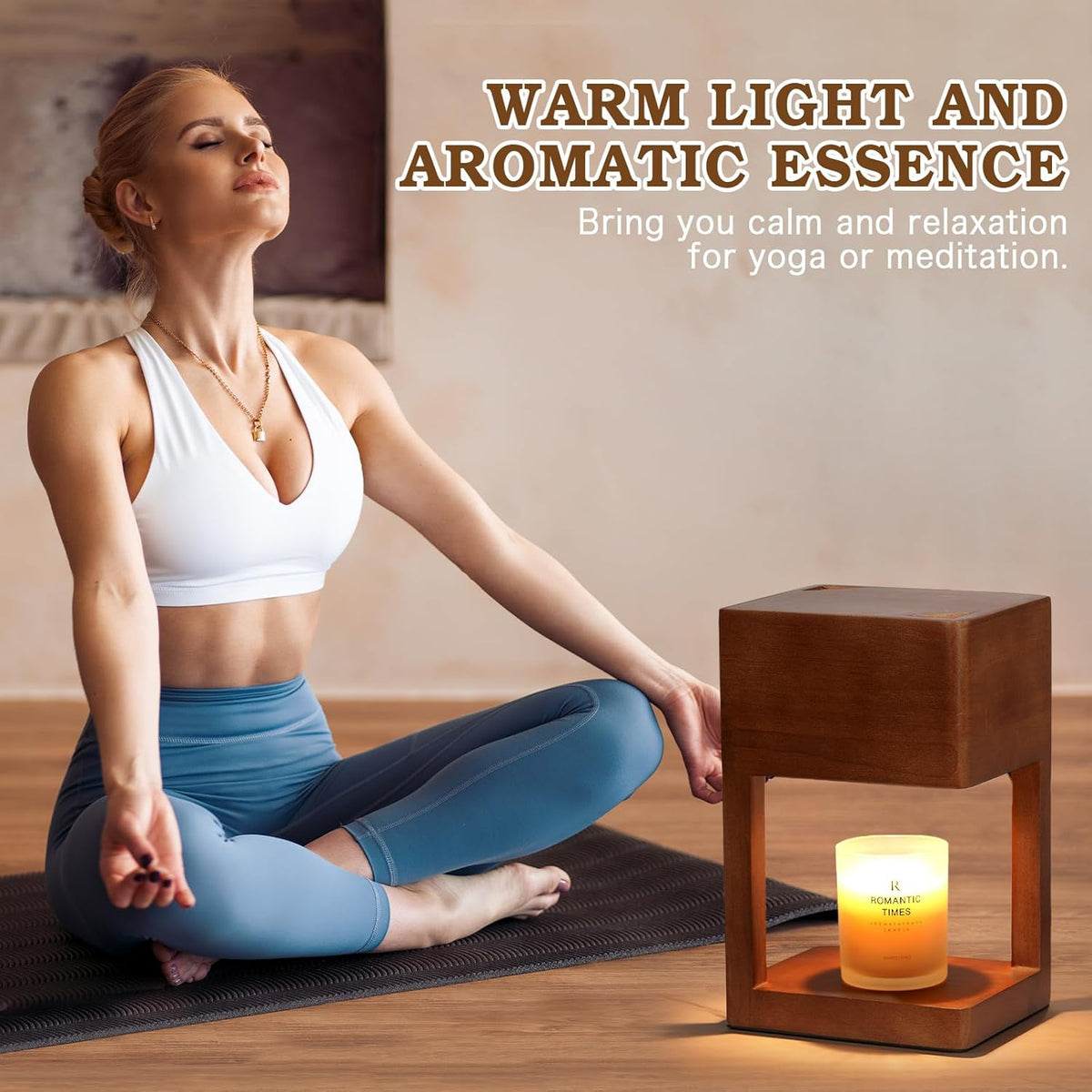 Elegant Dimmable Candle Warmer Lamp in Wood Finish - Perfect for Cozy Nights and Special Occasions with Timer Function and Two 35 Watt Bulbs