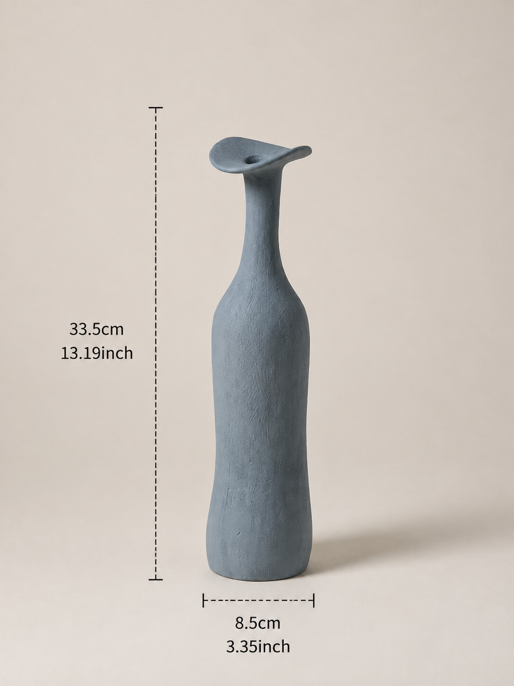 Terracotta ceramic vase with dimensions – 47cm H x 10.5cm W