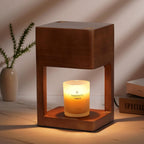 Elegant Dimmable Candle Warmer Lamp in Wood Finish - Perfect for Cozy Nights and Special Occasions with Timer Function and Two 35 Watt Bulbs