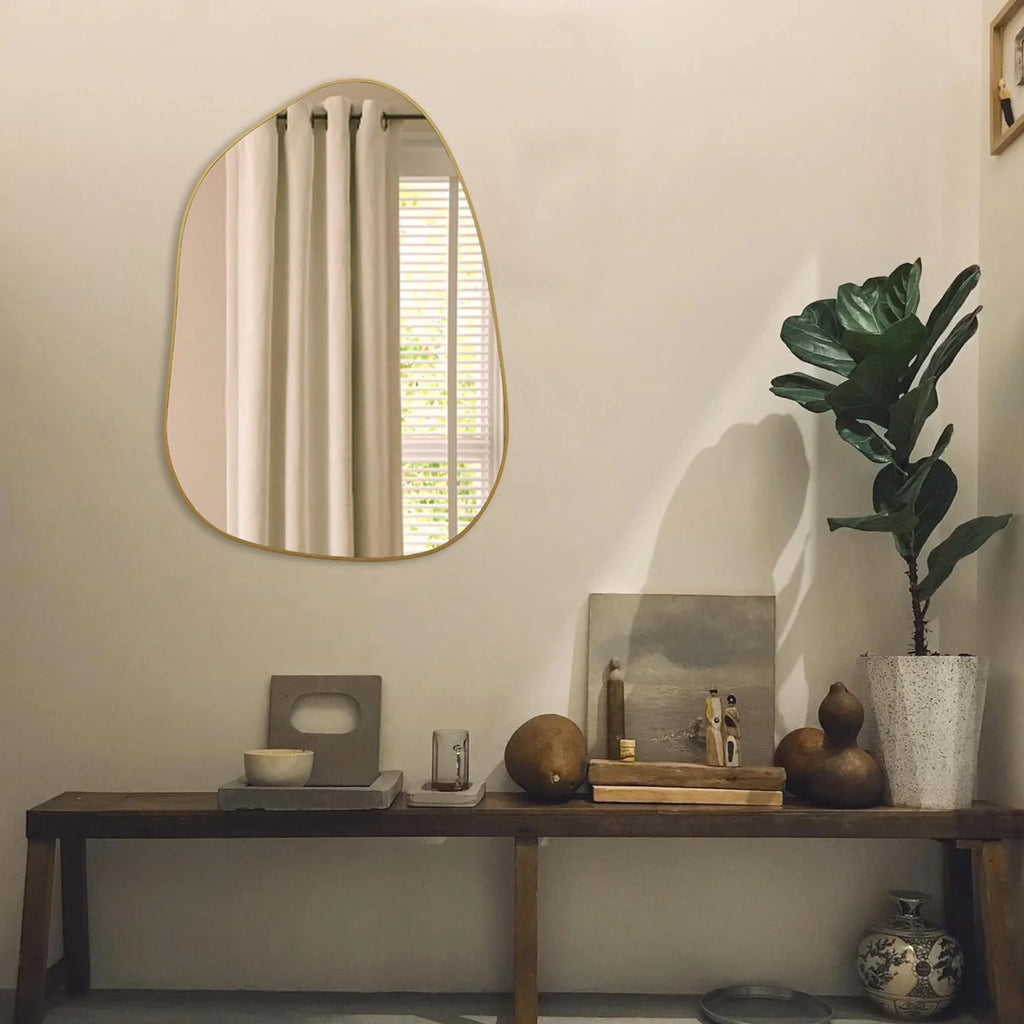 Transform Your Space with Our Stunning Irregular Wall Mirror - 28''x20'' Gold Framed Beauty for Any Room