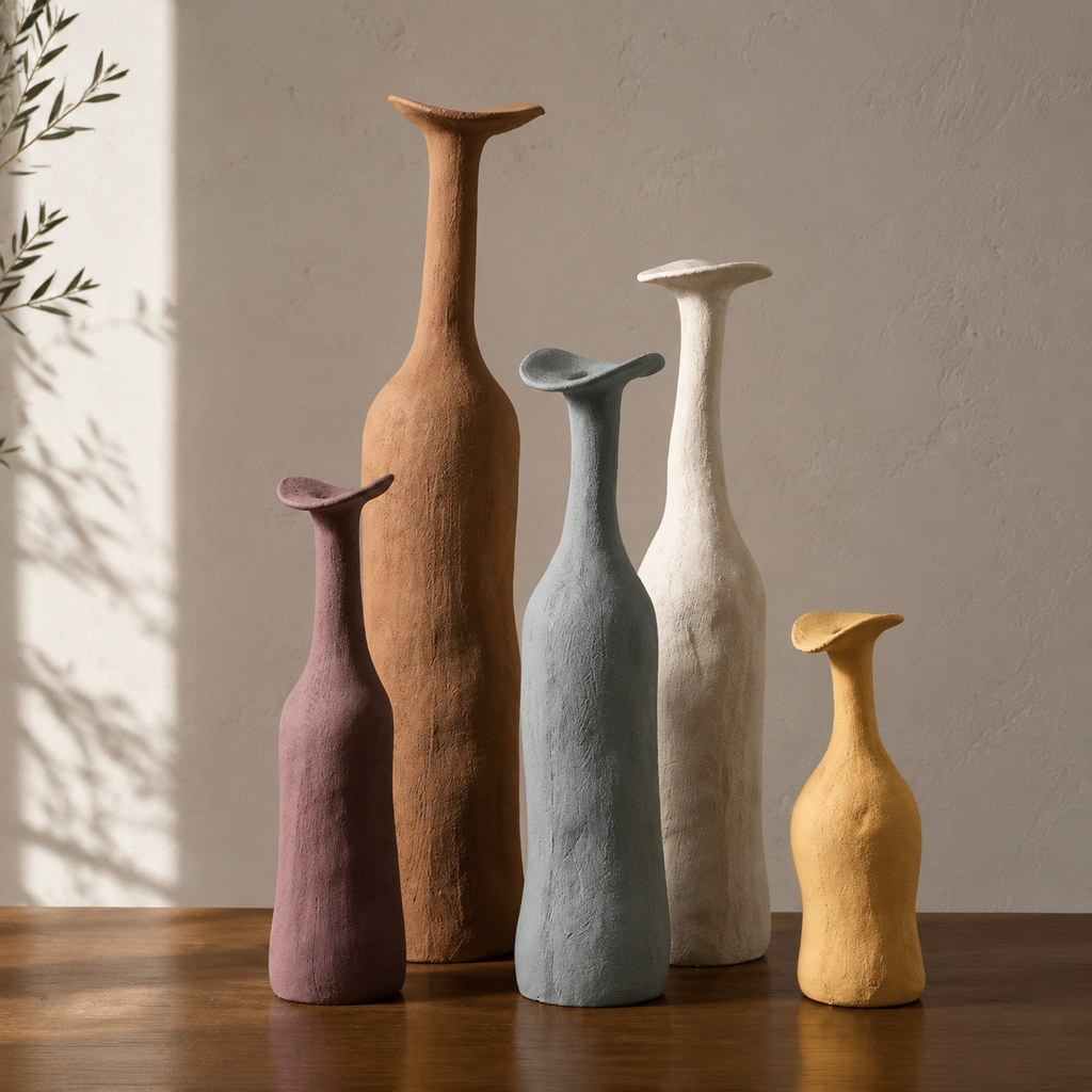 Sand ceramic vase with dimensions – 19.5cm H x 7cm W