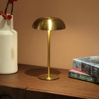 Stylish Cordless Gold Mushroom Table Lamp with Dimmable 3-Color LED and 5200mAh Rechargeable Battery